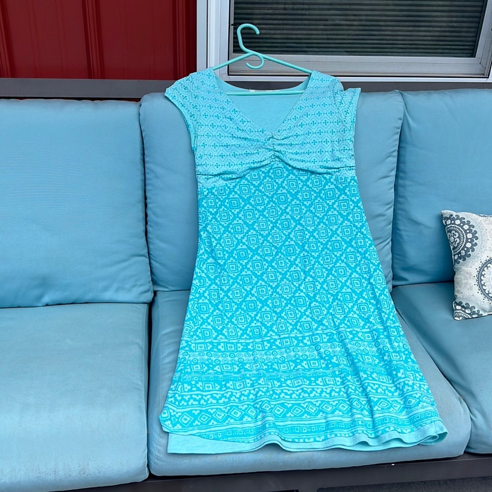Athletes summer dress, casual, turquoise color, skirt has double lining